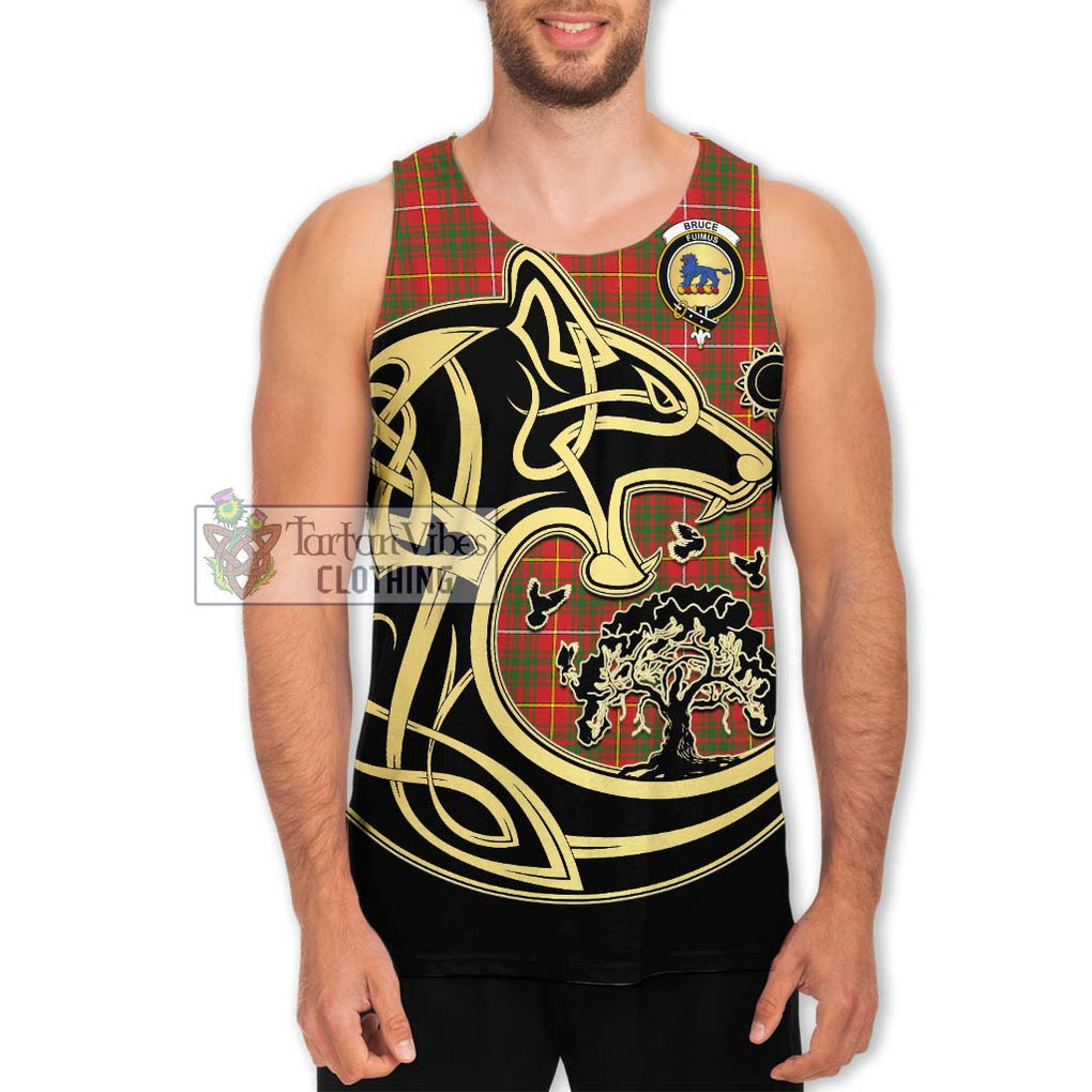 Bruce Modern Tartan Men's Tank Top with Family Crest Celtic Wolf Style Men - Tartan Vibes Clothing