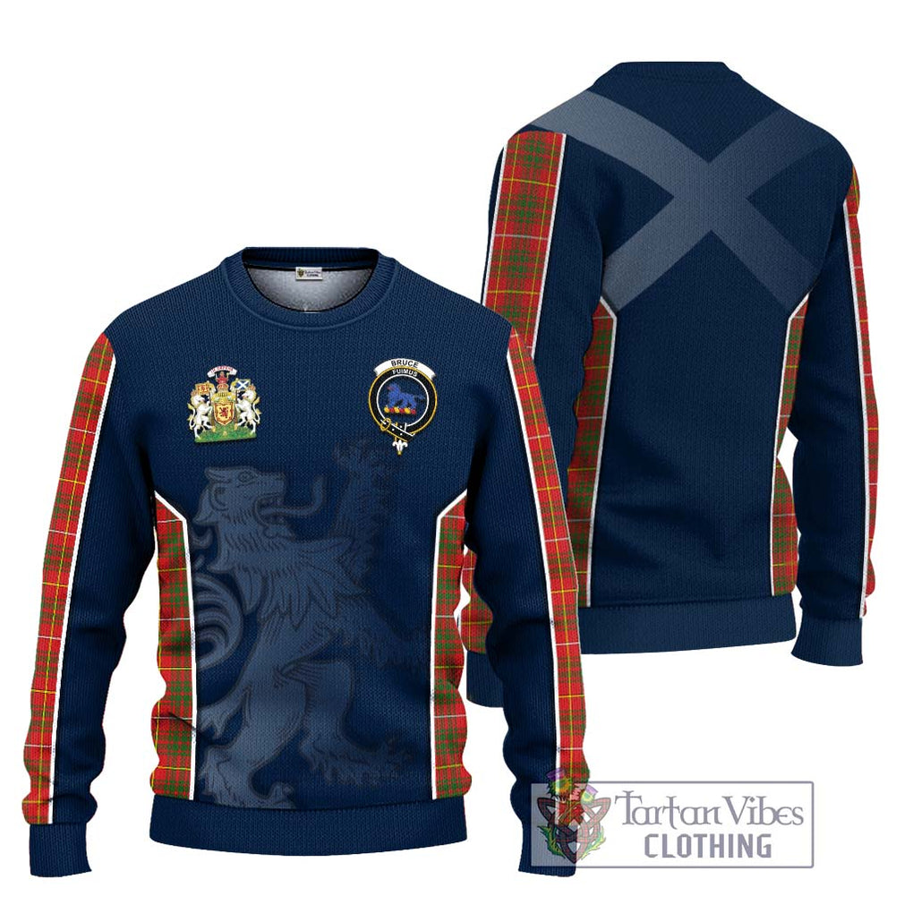 Bruce Modern Tartan Knitted Sweater with Family Crest and Lion Rampant Vibes Sport Style Unisex - Tartan Vibes Clothing