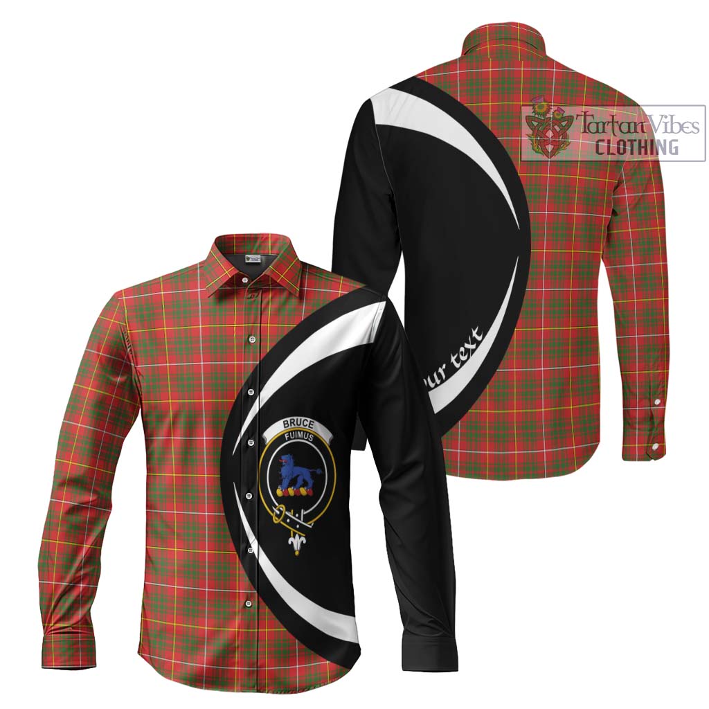 Bruce Modern Tartan Long Sleeve Button Up with Family Crest Circle Style Men's Shirt S - Tartan Vibes Clothing