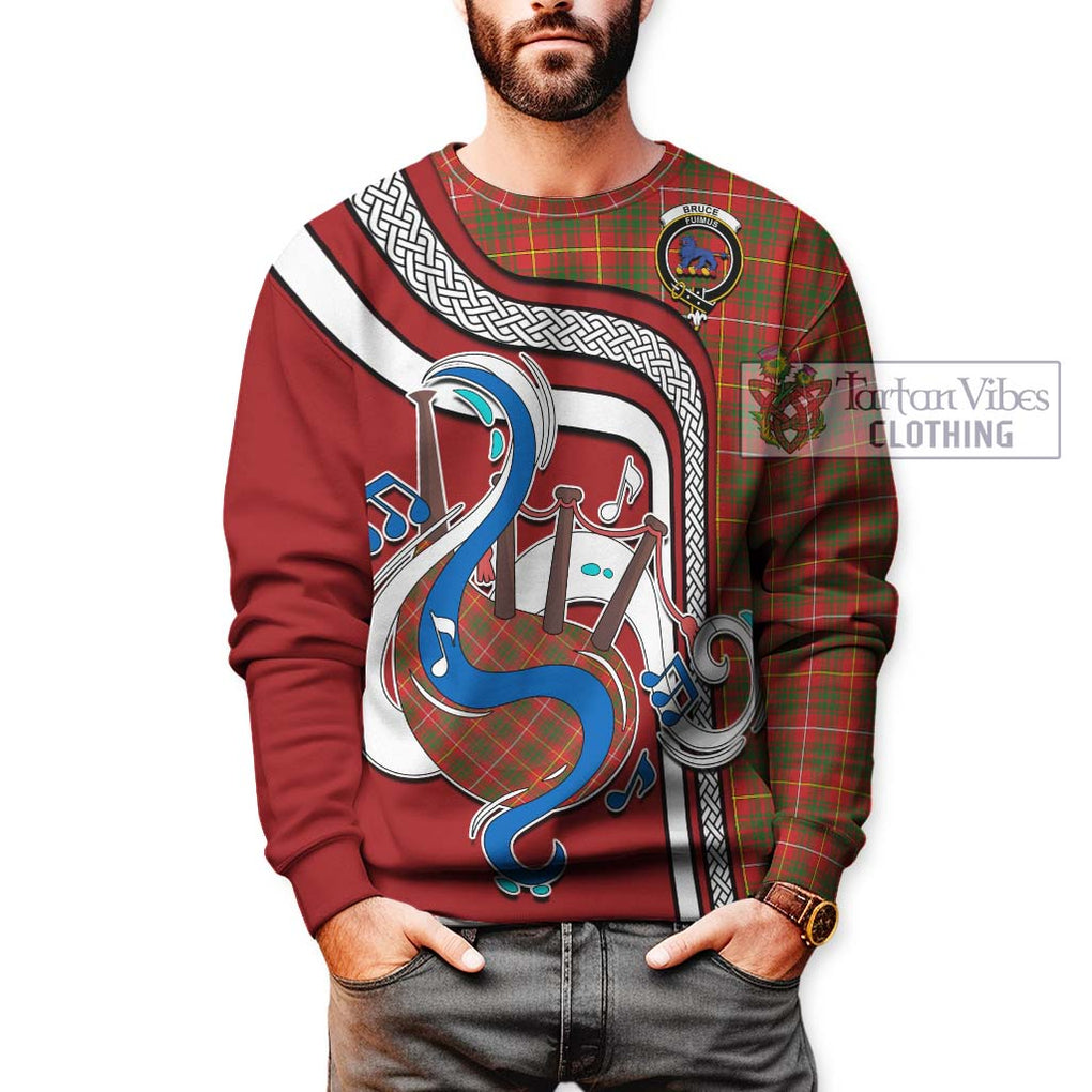 Bruce Modern Tartan Sweatshirt with Epic Bagpipe Style Unisex - Tartanvibesclothing Shop