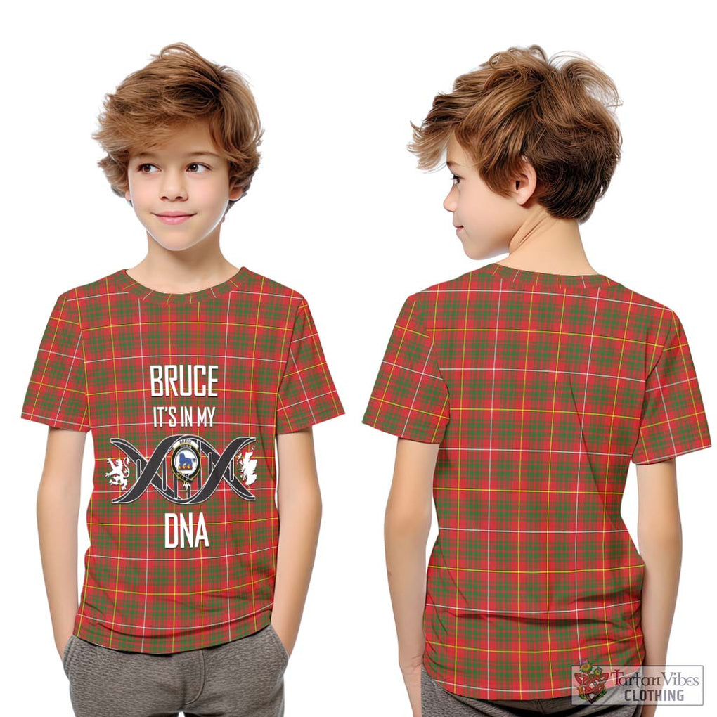 Bruce Modern Tartan Kid T-Shirt with Family Crest DNA In Me Style Youth XL Size14 - Tartanvibesclothing Shop