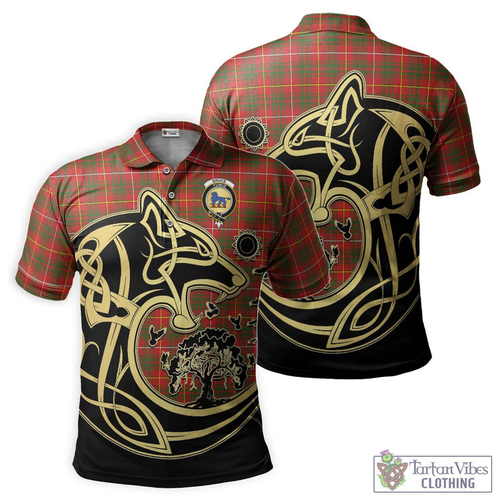 Bruce Modern Tartan Polo Shirt with Family Crest Celtic Wolf Style Kid - Tartanvibesclothing Shop