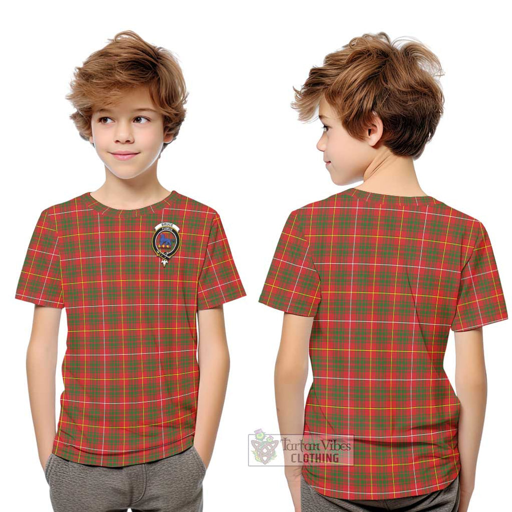 Bruce Modern Tartan Kid T-Shirt with Family Crest Youth XL Size14 - Tartanvibesclothing Shop