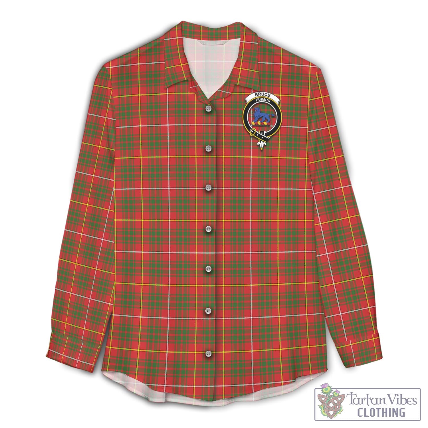 Tartan Vibes Clothing Bruce Modern Tartan Womens Casual Shirt with Family Crest