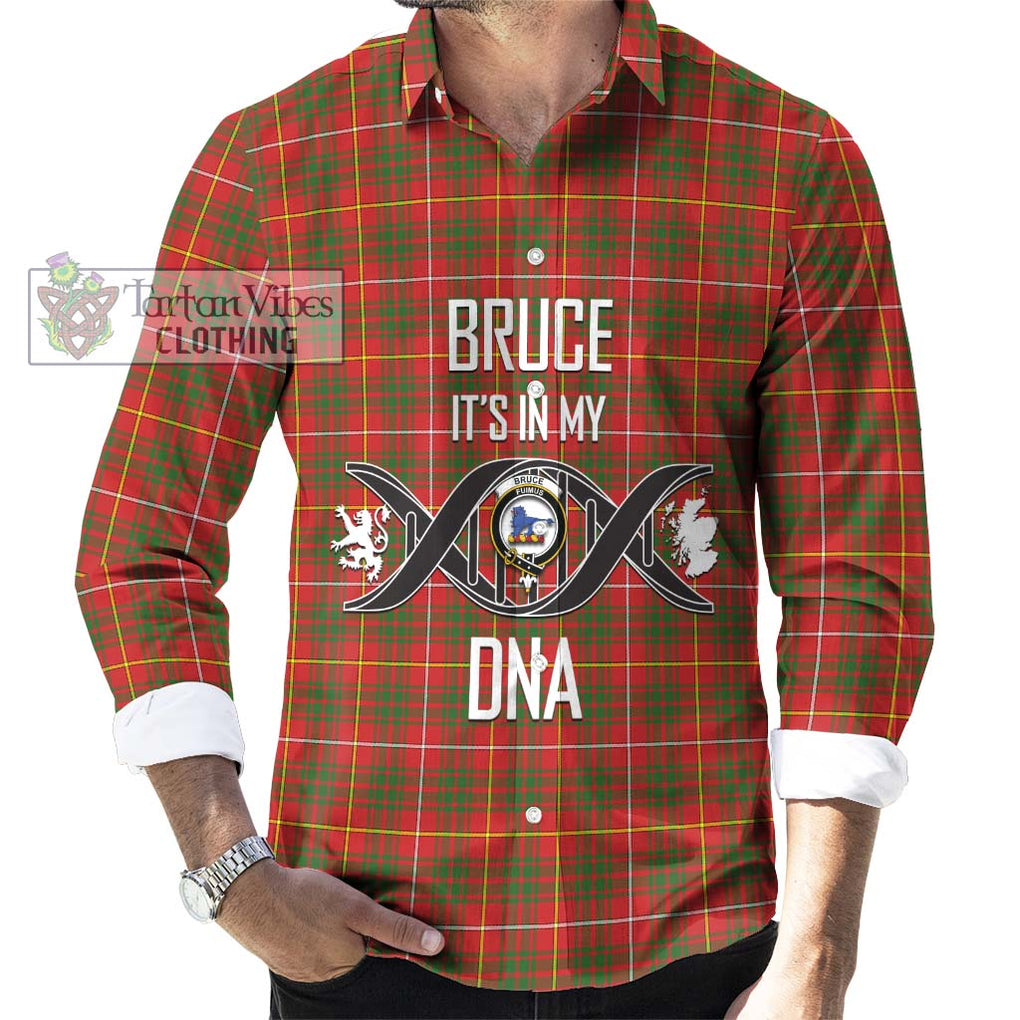 Bruce Modern Tartan Long Sleeve Button Shirt with Family Crest DNA In Me Style Men's Shirt S - Tartanvibesclothing Shop