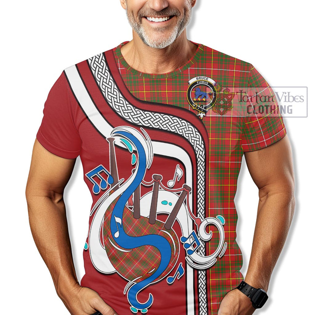 Bruce Modern Tartan T-Shirt with Epic Bagpipe Style Kid's Shirt - Tartanvibesclothing Shop