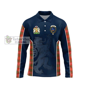 Bruce Modern Tartan Long Sleeve Polo Shirt with Family Crest and Lion Rampant Vibes Sport Style