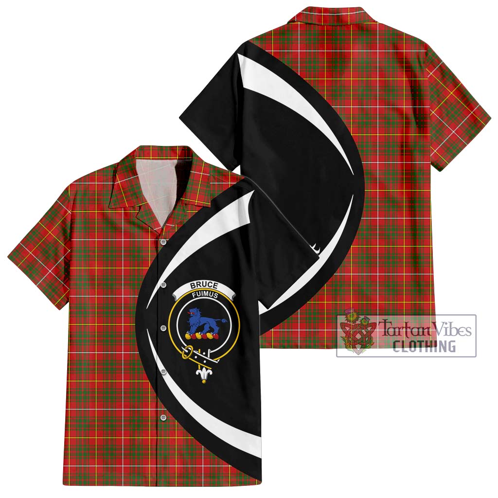 Bruce Modern Tartan Short Sleeve Button Up with Family Crest Circle Style Kid - Tartan Vibes Clothing