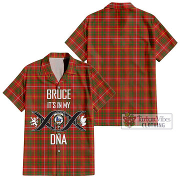 Bruce Modern Tartan Short Sleeve Button Shirt with Family Crest DNA In Me Style