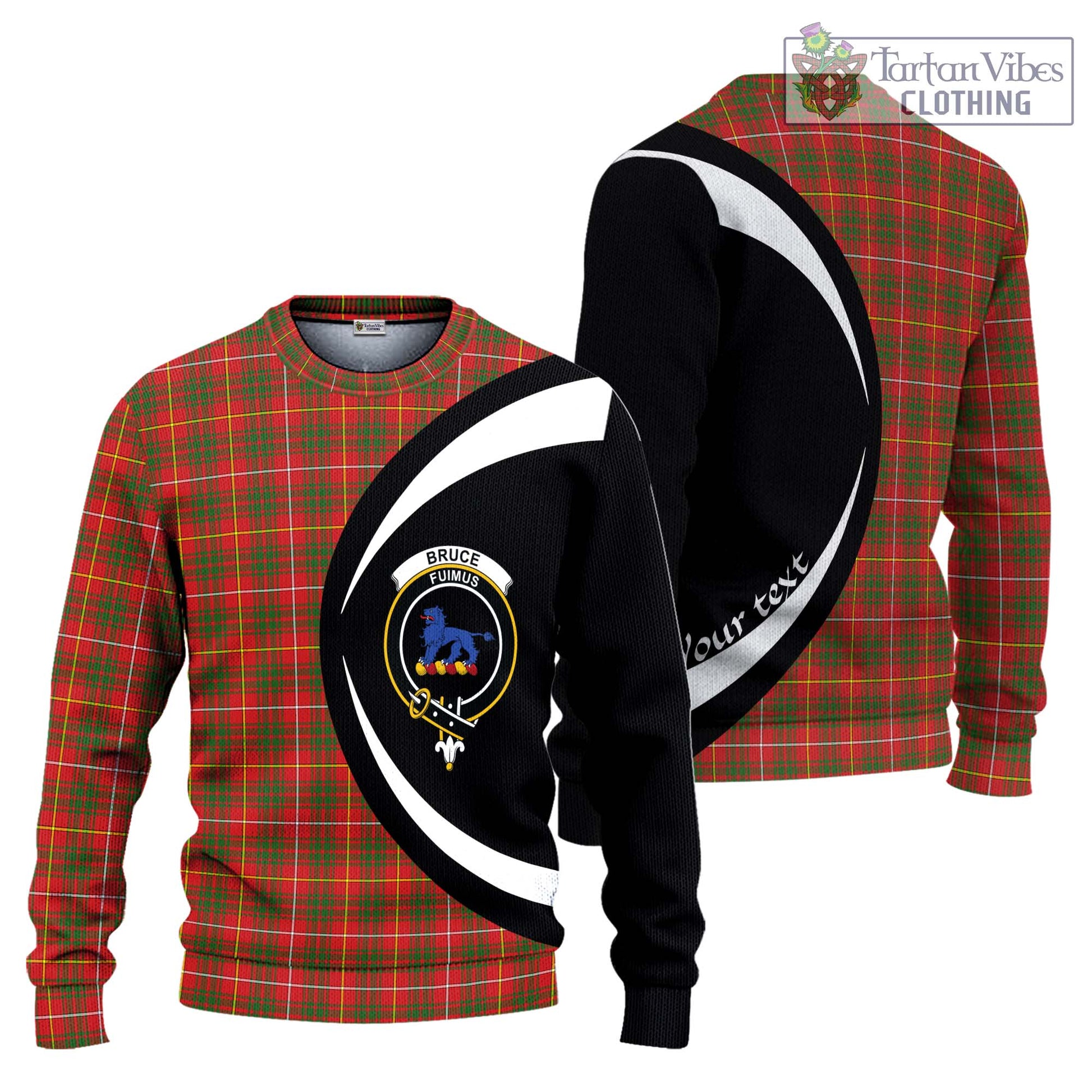 Bruce Modern Tartan Ugly Sweater with Family Crest Circle Style Unisex - Tartan Vibes Clothing