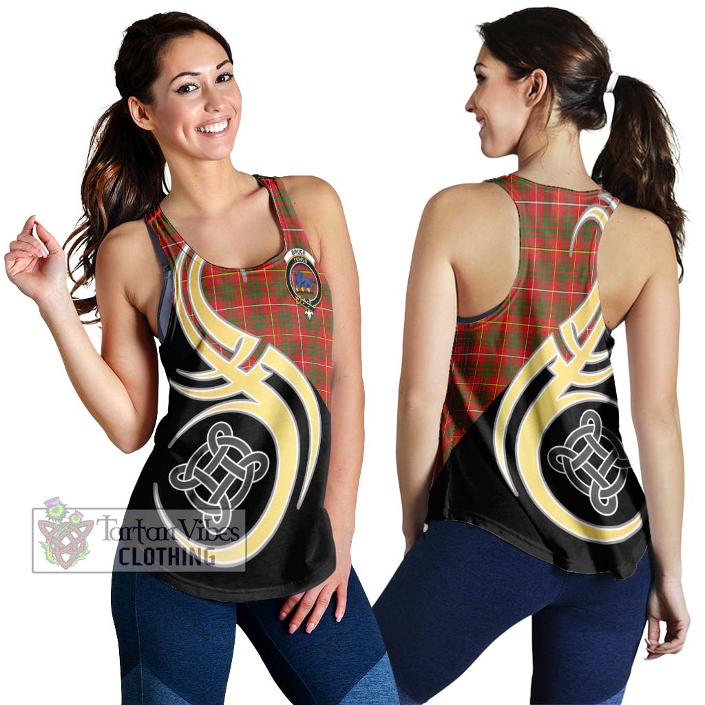 Bruce Modern Tartan Women's Racerback Tanks with Family Crest and Celtic Symbol Style 4XL - Tartan Vibes Clothing