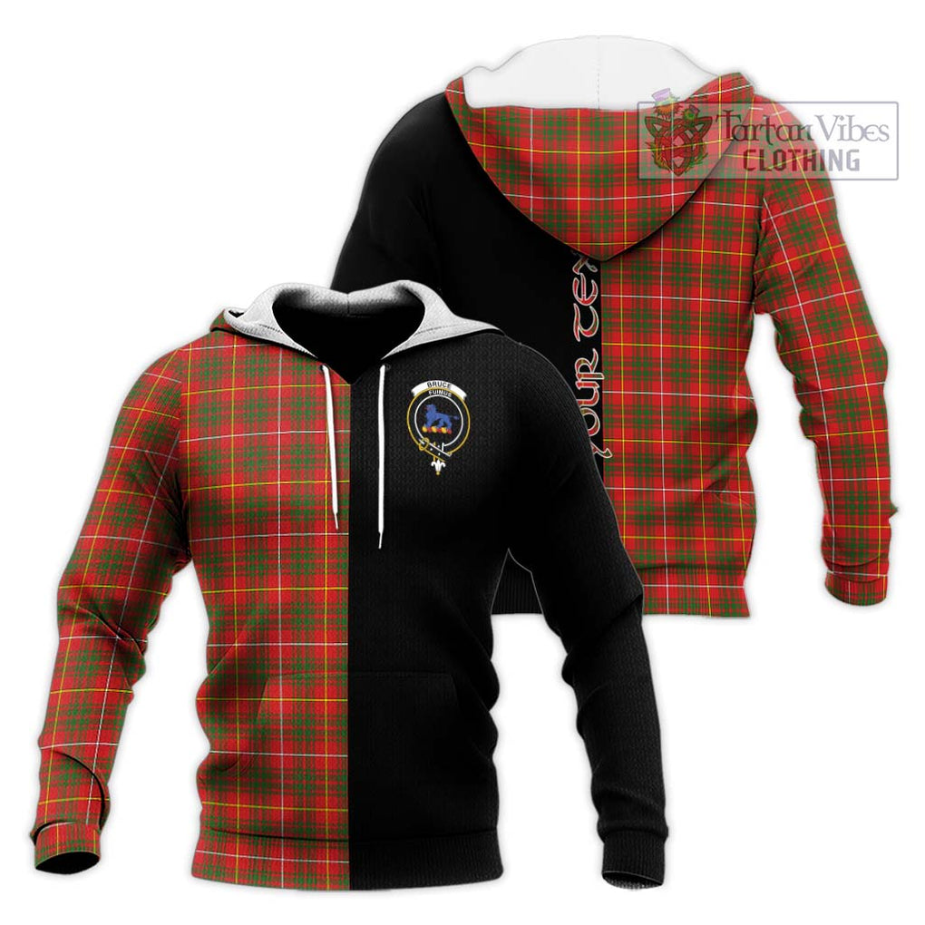 Bruce Modern Tartan Knitted Hoodie with Family Crest and Half Of Me Style Unisex Knitted Pullover Hoodie - Tartanvibesclothing Shop