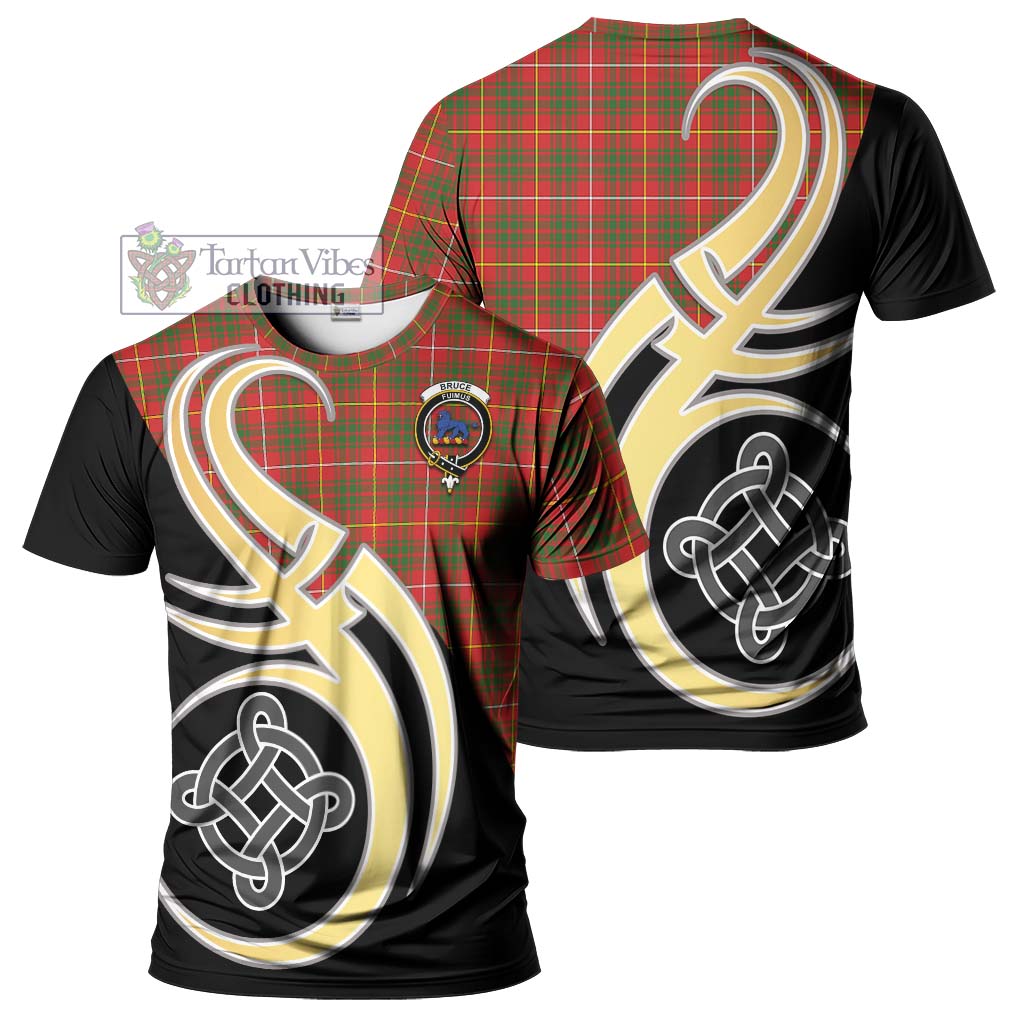 Tartan Vibes Clothing Bruce Modern Tartan T-Shirt with Family Crest and Celtic Symbol Style