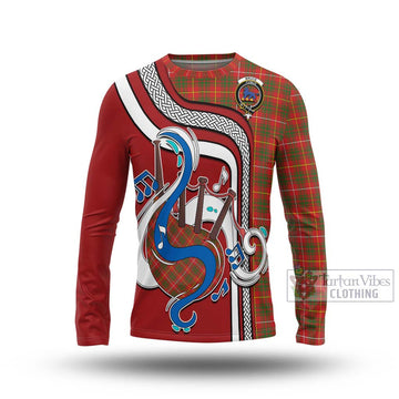 Bruce Modern Tartan Long Sleeve T-Shirt with Epic Bagpipe Style