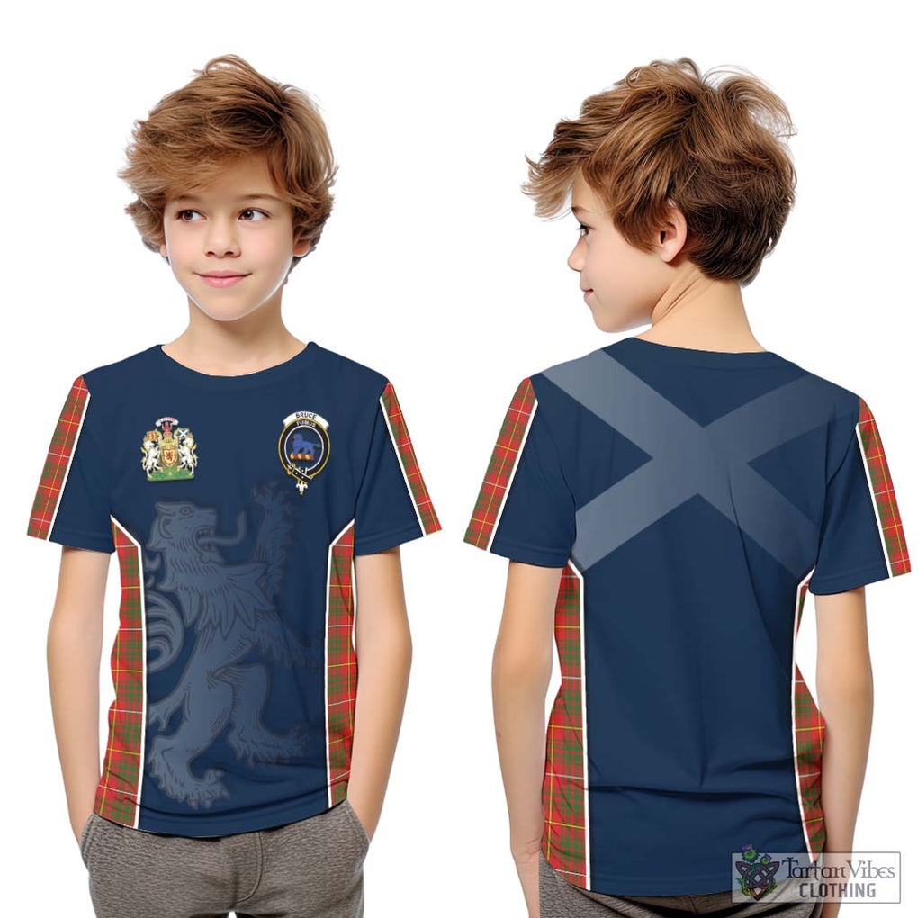 Bruce Modern Tartan Kid T-Shirt with Family Crest and Lion Rampant Vibes Sport Style Youth XL Size14 - Tartan Vibes Clothing