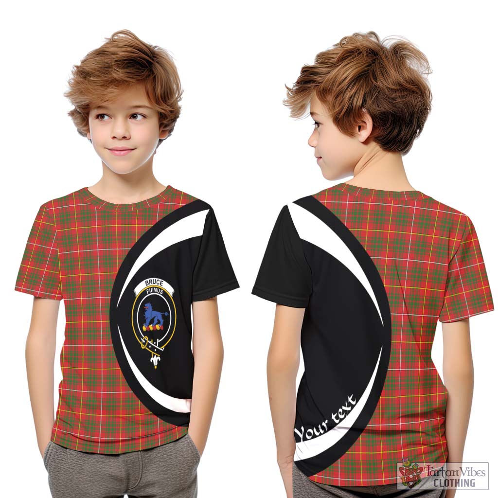 Bruce Modern Tartan Kid T-Shirt with Family Crest Circle Style Youth XL Size14 - Tartan Vibes Clothing