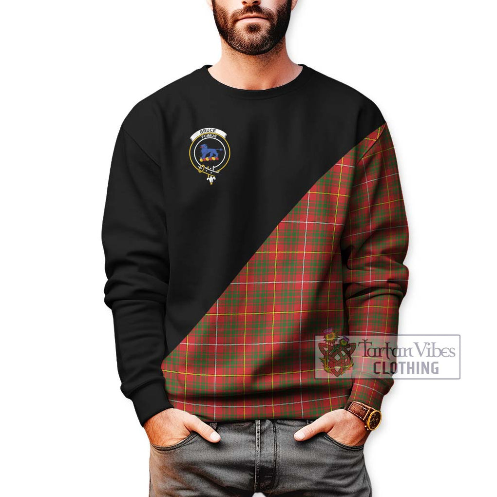 Bruce Modern Tartan Sweatshirt with Family Crest and Military Logo Style Unisex - Tartanvibesclothing Shop