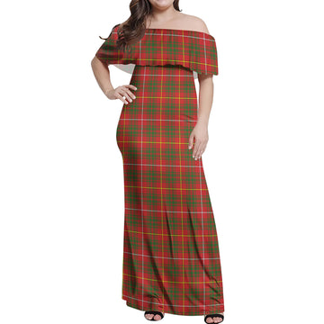 Bruce Modern Tartan Off Shoulder Long Dress