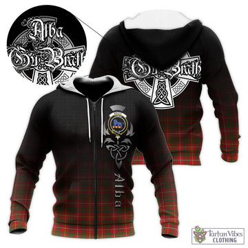 Bruce Modern Tartan Knitted Hoodie Featuring Alba Gu Brath Family Crest Celtic Inspired