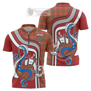 Bruce Modern Tartan Zipper Polo Shirt with Epic Bagpipe Style