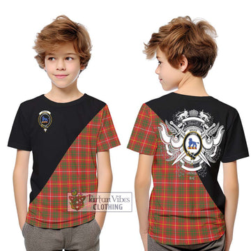 Bruce Modern Tartan Kid T-Shirt with Family Crest and Military Logo Style