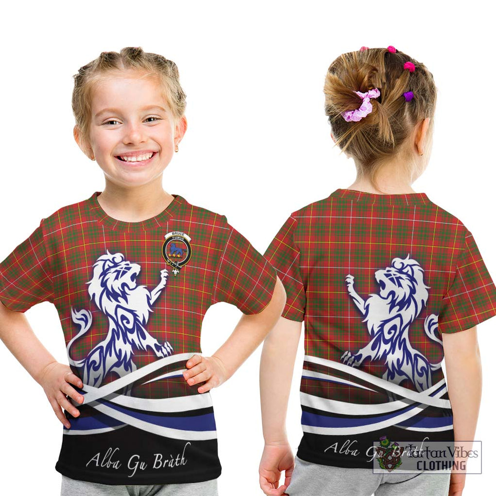 Bruce Modern Tartan Kid T-Shirt with Alba Gu Brath Regal Lion Emblem - Tartanvibesclothing Shop