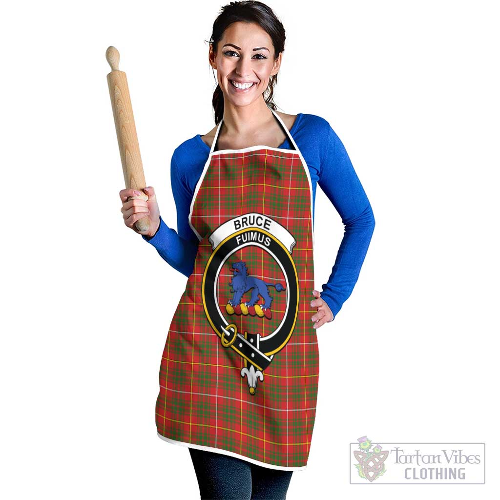 Bruce Modern Tartan Apron with Family Crest White - Tartan Vibes Clothing