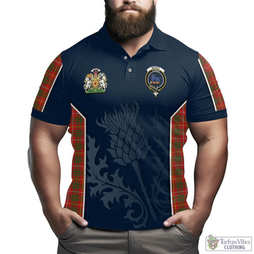 Bruce Modern Tartan Men's Polo Shirt with Family Crest and Scottish Thistle Vibes Sport Style