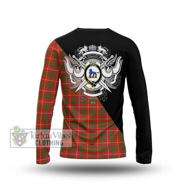 Bruce Modern Tartan Long Sleeve T-Shirt with Family Crest and Military Logo Style