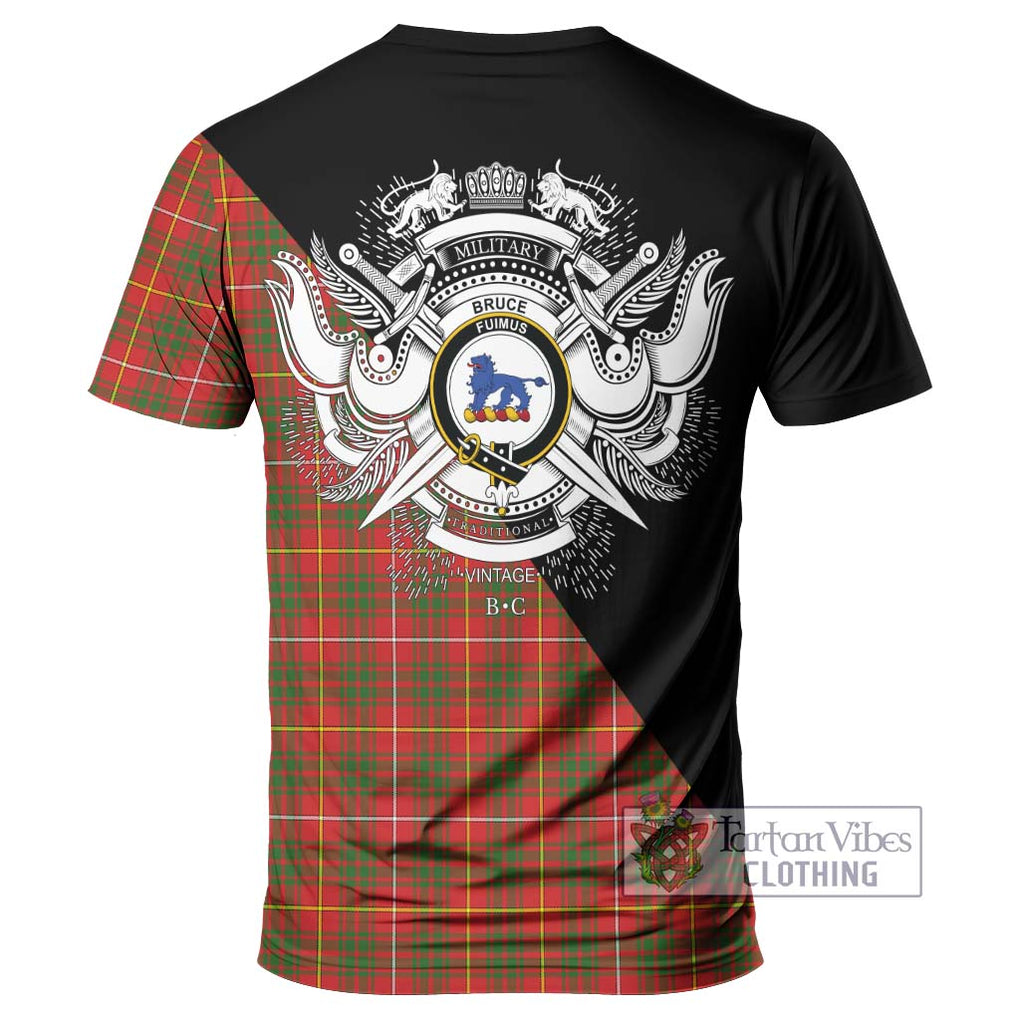 Bruce Modern Tartan T-Shirt with Family Crest and Military Logo Style - Tartanvibesclothing Shop