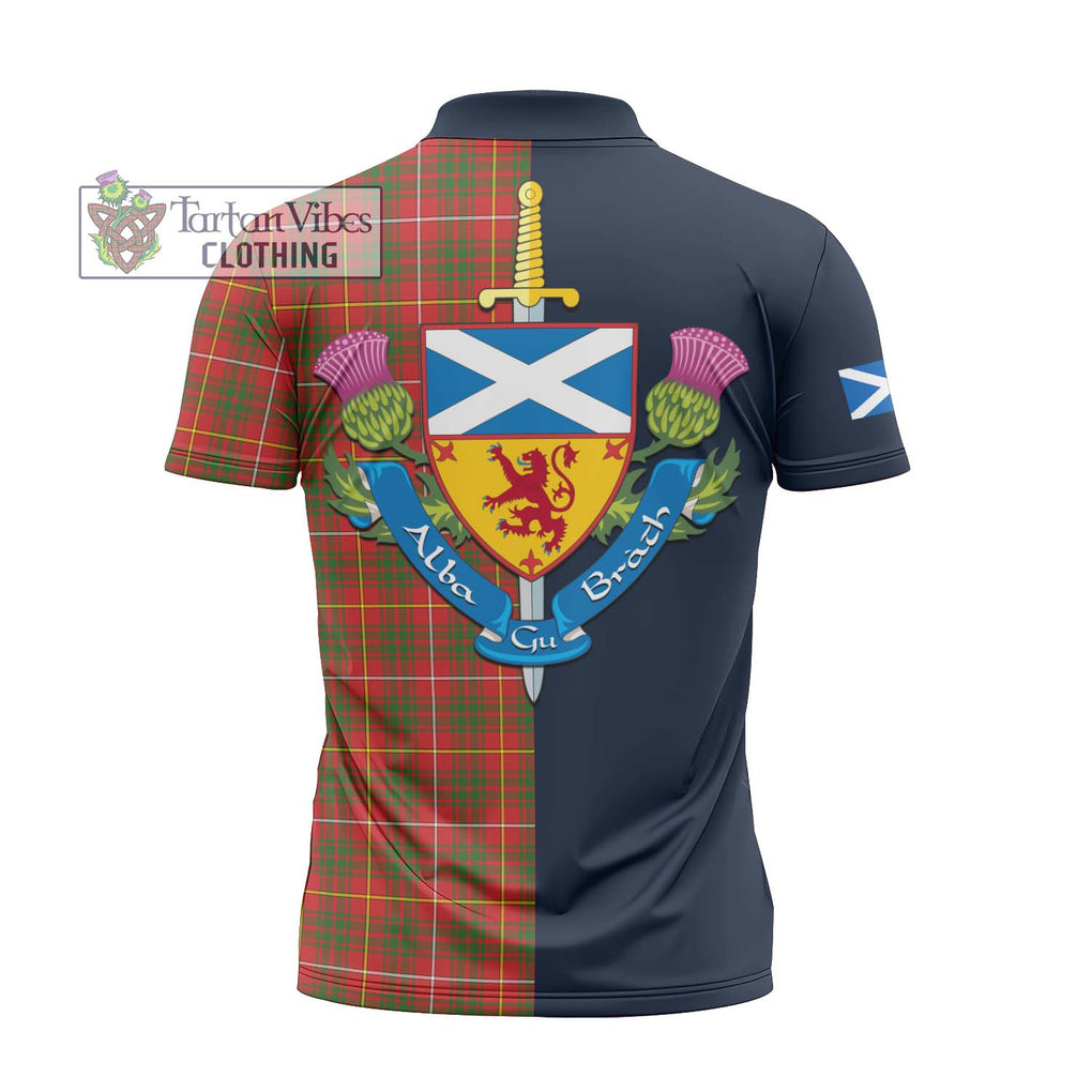 Tartan Vibes Clothing Bruce Modern Tartan Zipper Polo Shirt with Scottish Lion Royal Arm Half Style