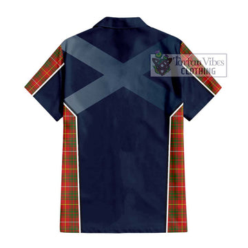 Bruce Modern Tartan Short Sleeve Button Shirt with Family Crest and Lion Rampant Vibes Sport Style