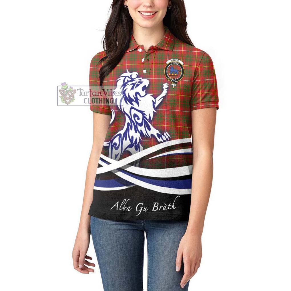 Bruce Modern Tartan Women's Polo Shirt with Alba Gu Brath Regal Lion Emblem - Tartanvibesclothing Shop