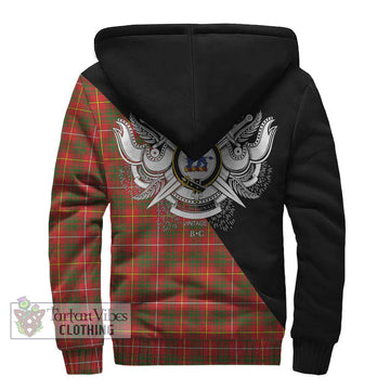 Bruce Modern Tartan Sherpa Hoodie with Family Crest and Military Logo Style