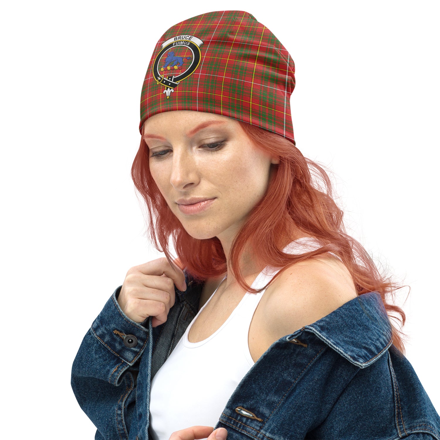 Bruce Modern Tartan Beanies Hat with Family Crest - Tartan Vibes Clothing