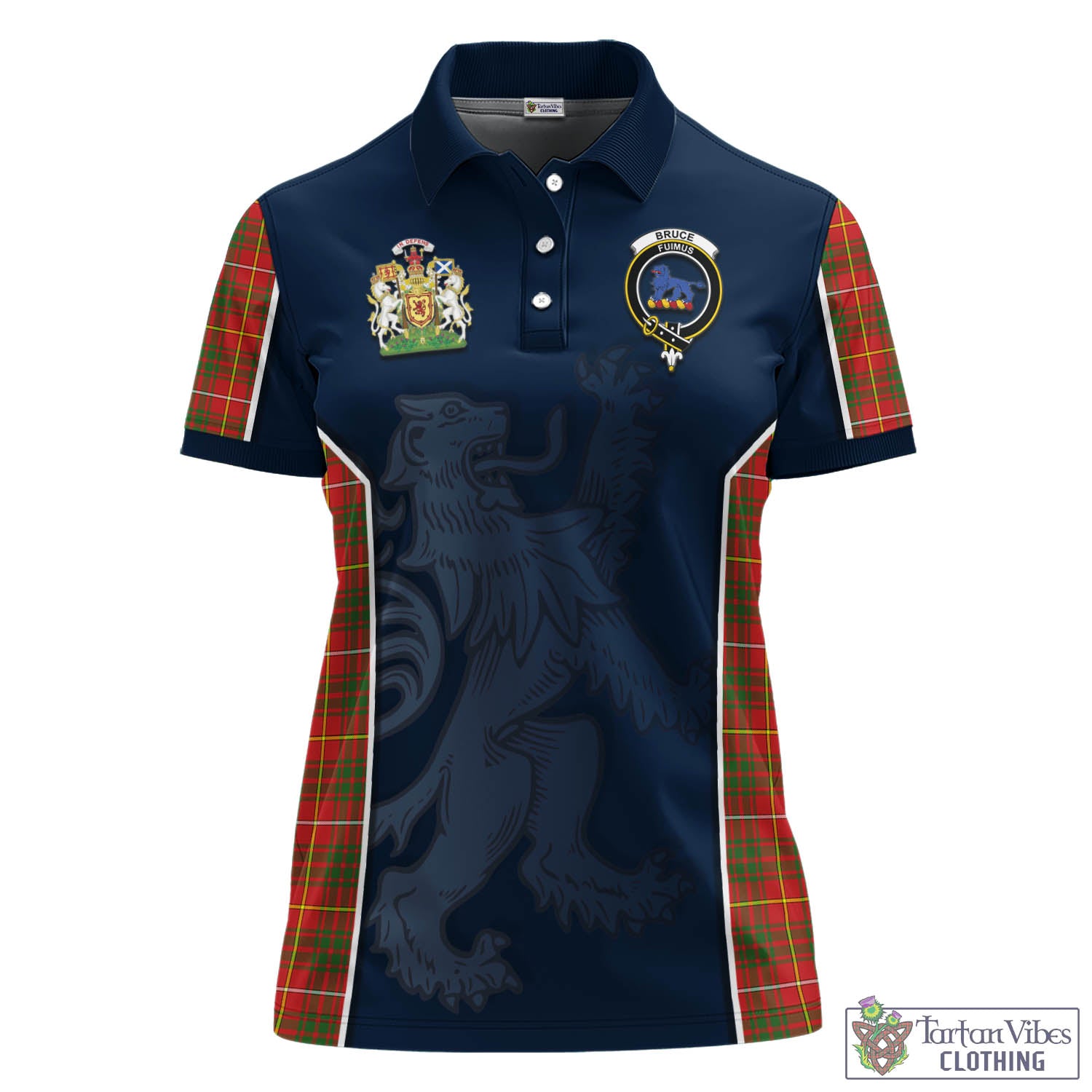 Tartan Vibes Clothing Bruce Modern Tartan Women's Polo Shirt with Family Crest and Lion Rampant Vibes Sport Style