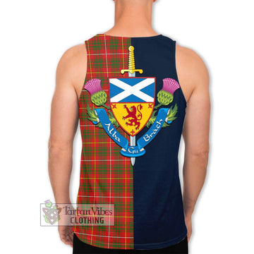 Bruce Modern Tartan Men's Tank Top Alba with Scottish Lion Royal Arm Half Style