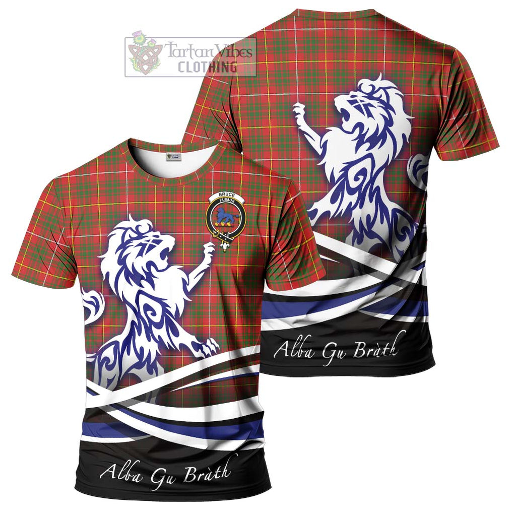 Tartan Vibes Clothing Bruce Modern Tartan Cotton T-shirt with Alba Gu Brath Regal Lion Emblem