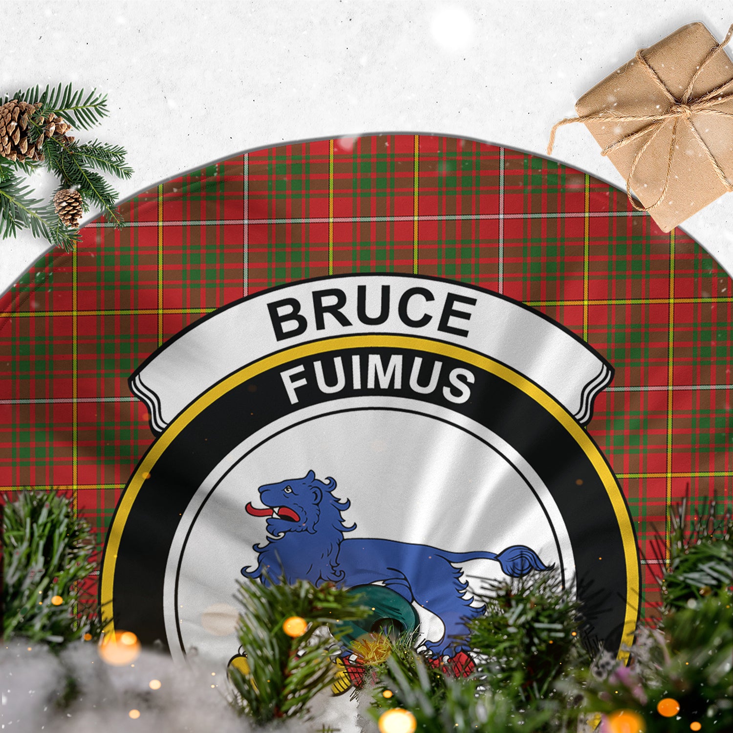 Bruce Modern Tartan Christmas Tree Skirt with Family Crest - Tartanvibesclothing