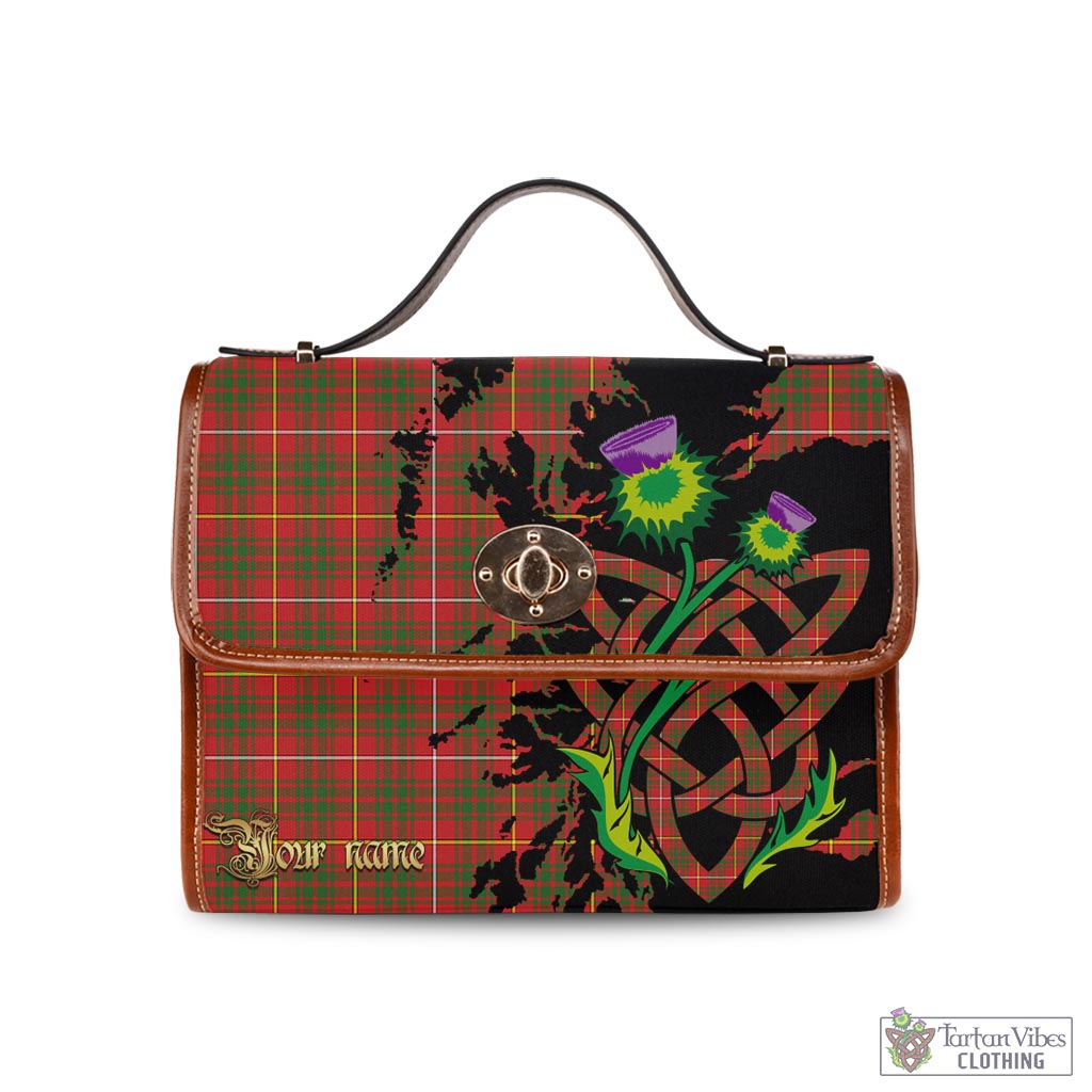 Tartan Vibes Clothing Bruce Modern Tartan Waterproof Canvas Bag with Scotland Map and Thistle Celtic Accents