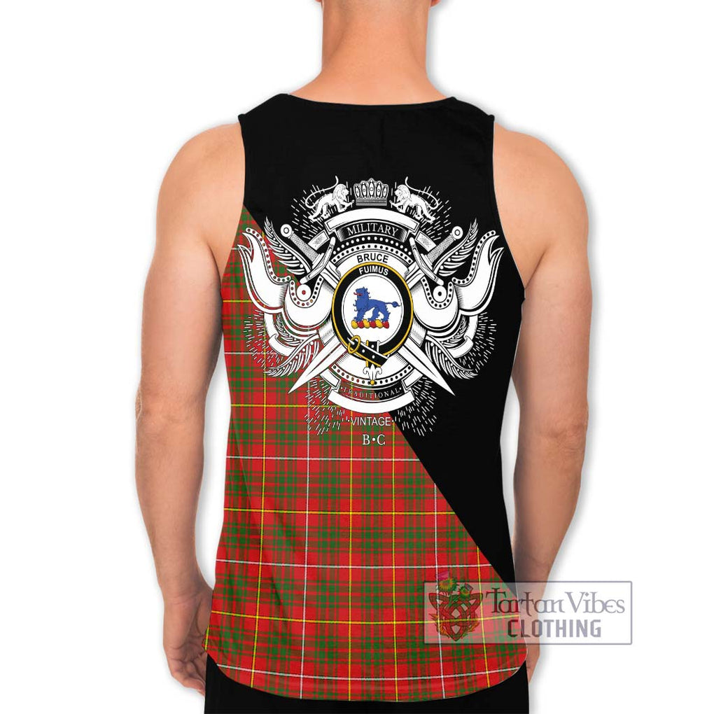 Bruce Modern Tartan Men's Tank Top with Family Crest and Military Logo Style - Tartanvibesclothing Shop