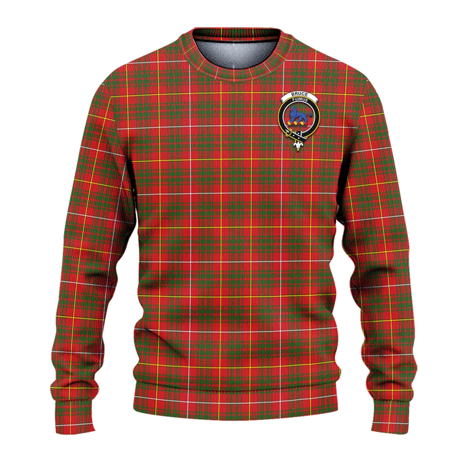 Bruce Modern Tartan Knitted Sweater with Family Crest - Tartanvibesclothing