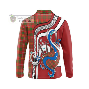 Bruce Modern Tartan Long Sleeve Polo Shirt with Epic Bagpipe Style