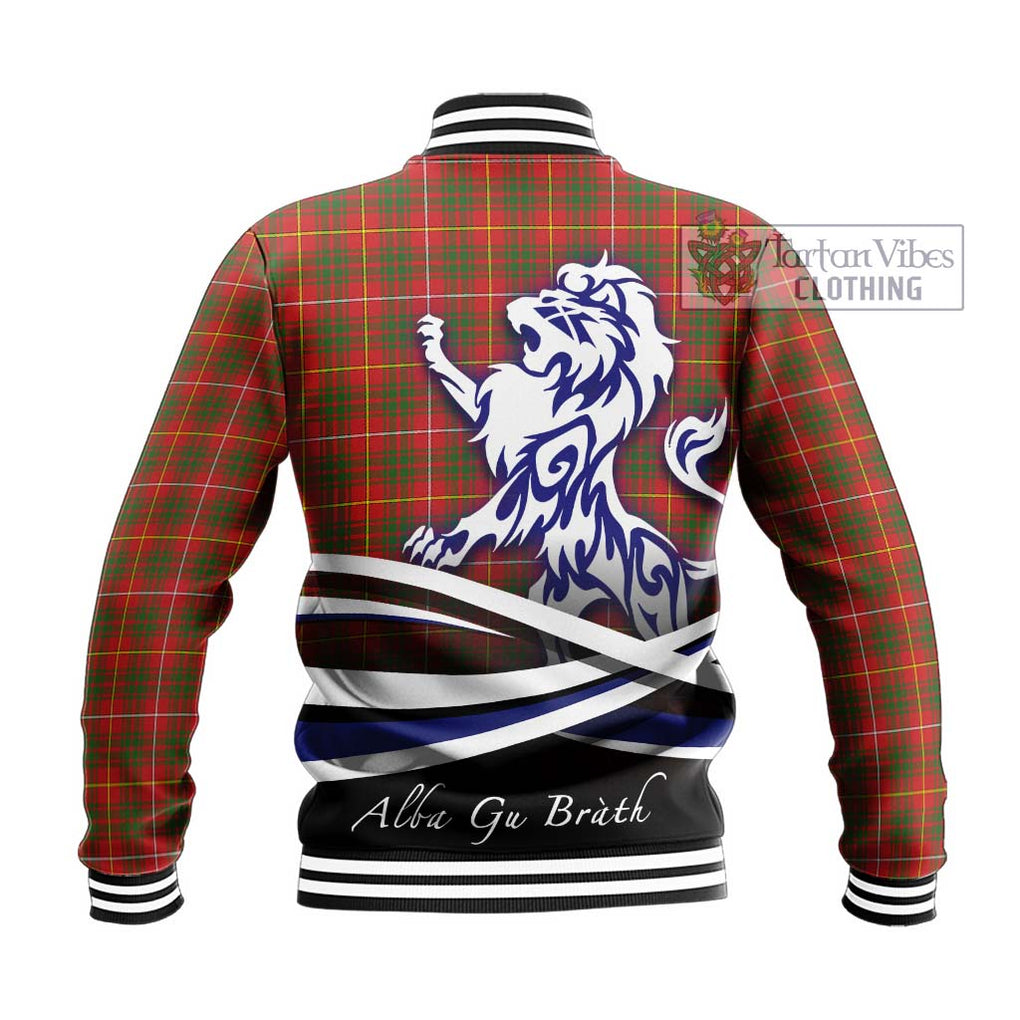 Bruce Modern Tartan Baseball Jacket with Alba Gu Brath Regal Lion Emblem - Tartanvibesclothing Shop