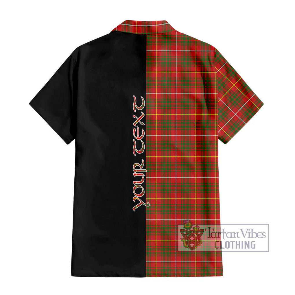 Bruce Modern Tartan Short Sleeve Button Shirt with Family Crest and Half Of Me Style - Tartanvibesclothing Shop