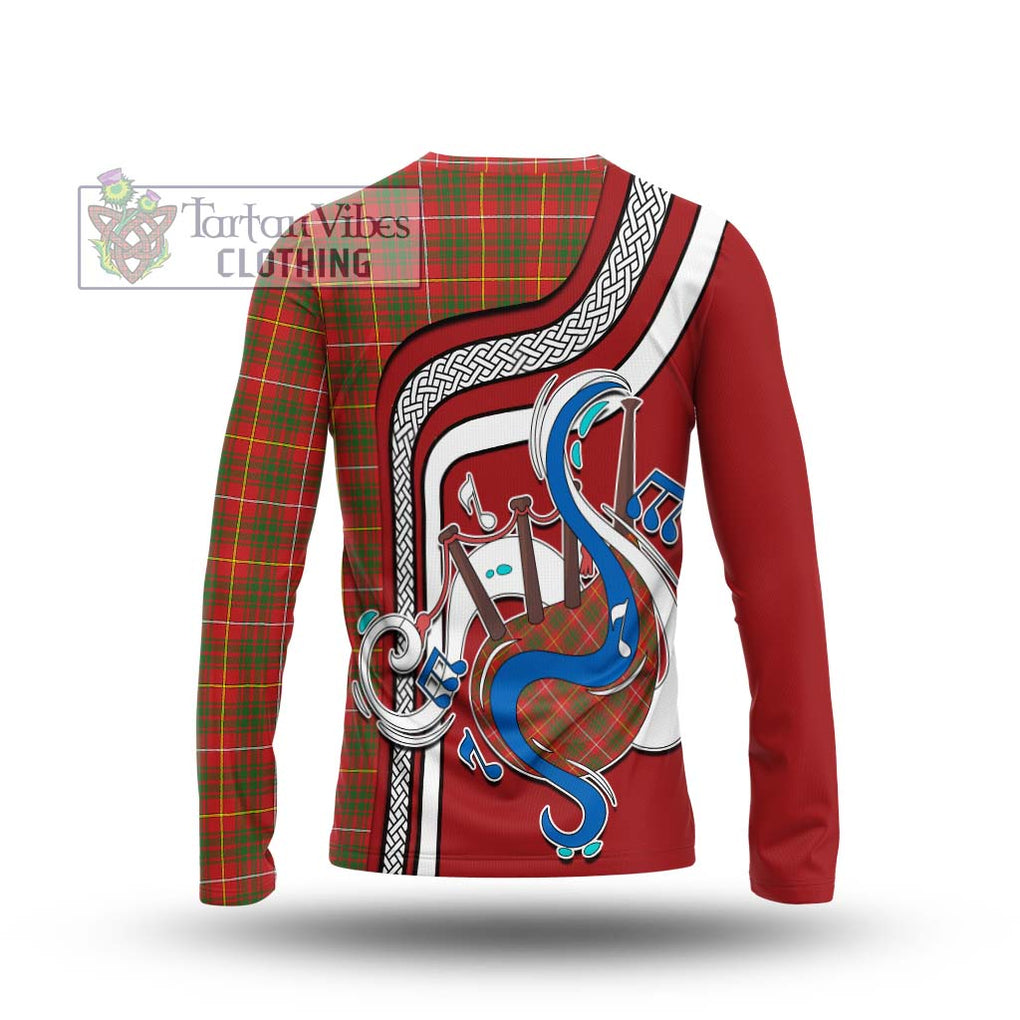 Tartan Vibes Clothing Bruce Modern Tartan Long Sleeve T-Shirt with Epic Bagpipe Style