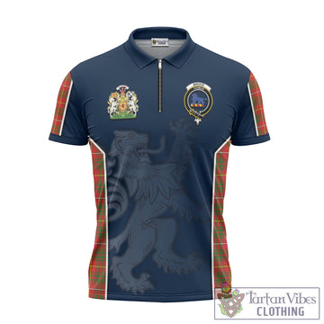 Bruce Modern Tartan Zipper Polo Shirt with Family Crest and Lion Rampant Vibes Sport Style