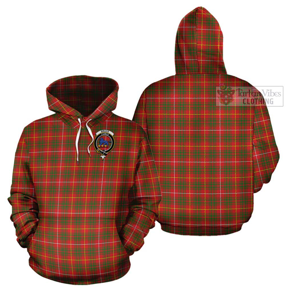 Bruce Modern Tartan Cotton Hoodie with Family Crest Pullover Hoodie - Tartan Vibes Clothing