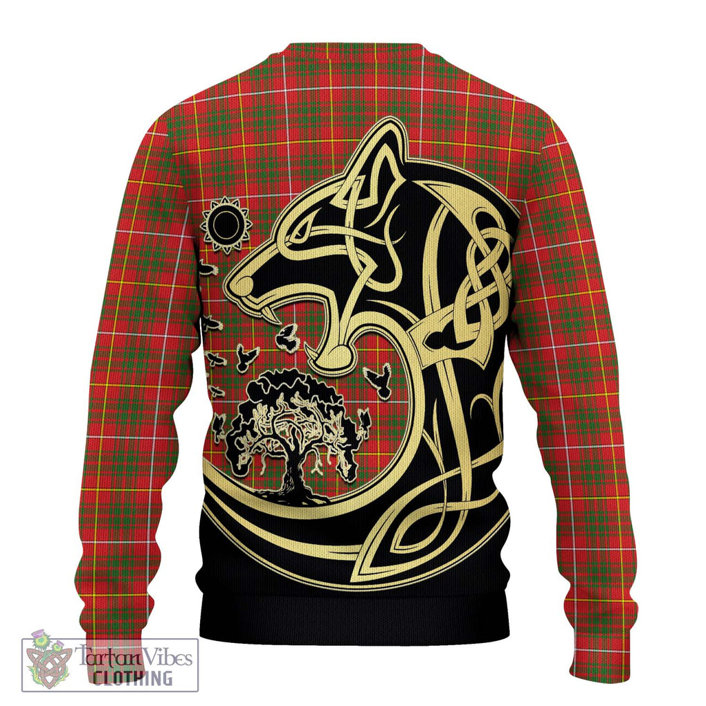 Bruce Modern Tartan Knitted Sweater with Family Crest Celtic Wolf Style - Tartan Vibes Clothing