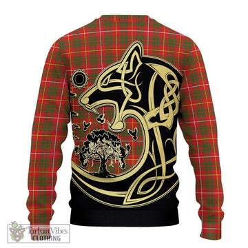 Bruce Modern Tartan Ugly Sweater with Family Crest Celtic Wolf Style